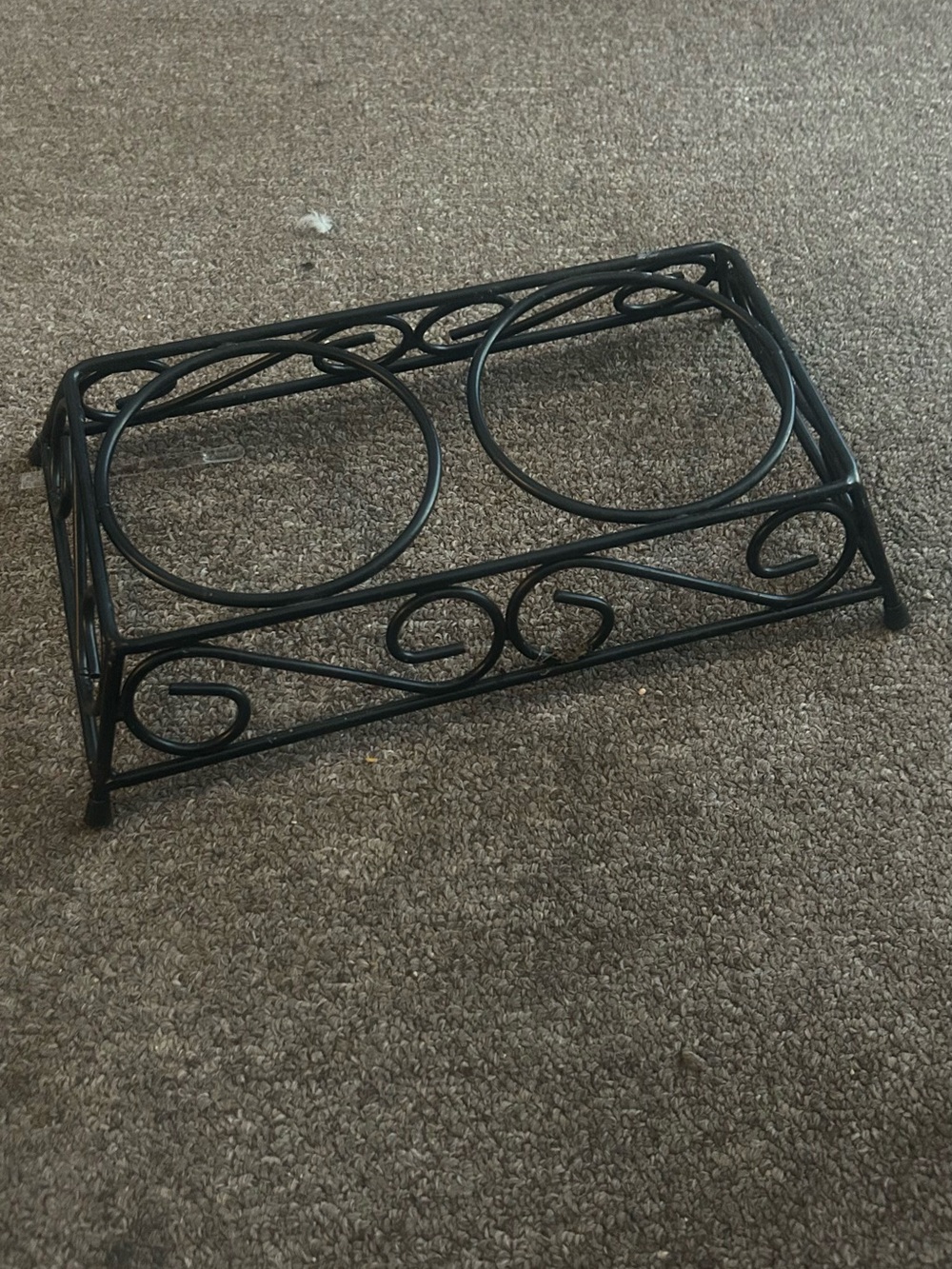 Black Decorative Double Pet Bowl Stand